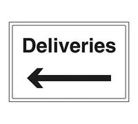 V Safety Deliveries With Arrow Left Sign - 300mm x 200mm - 1mm Rigid Plastic