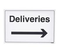 V Safety Deliveries With Arrow Right Sign - 300mm x 200mm - 1mm Rigid Plastic