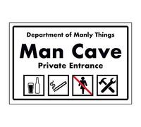 V Safety Department of Manly Things/Man Cave/Private Entrance Sign - 300mm x 200mm - Self Adhesive
