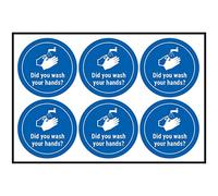 V Safety Did You Wash Your Hands? - 100mm Diameter - Sheet of 6 Stickers
