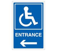 V Safety Disabled Entrance Arrow Left - Super-Tough Rigid Plastic 150 x 200 mm - 2mm Super-Tough Rigid Plastic Safety Sign
