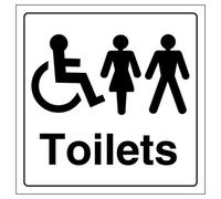 V Safety Disabled / Gents / Ladies Toilet Sign - Adhesive Vinyl 150X150mm (X3)