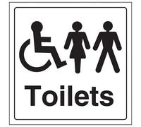 V Safety Disabled / Gents / Ladies Toilet Sign - Adhesive Vinyl 200X200mm (X3)