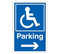 V Safety Disabled Parking Arrow Right - Super-Tough Rigid Plastic 200 x 300 mm - 2mm Super-Tough Rigid Plastic Safety Sign