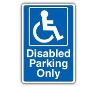 V Safety Disabled Parking Only - Blue Safety Sign - 300 x 450 mm - 2mm Rigid Plastic