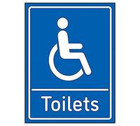 V Safety Disabled Toilets - 150mm x 200mm - Blue 1mm Rigid Plastic