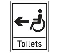 V Safety Disabled Toilets Arrow Left 150 x 200mm - 2mm Rigid Plastic Safety Sign