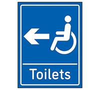 V Safety Disabled Toilets Arrow Left - 200mm x 300mm - Blue 1mm Rigid Plastic
