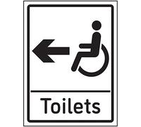 V Safety Disabled Toilets Arrow Left Sign - 150x200mm - 1mm Rigid Plastic