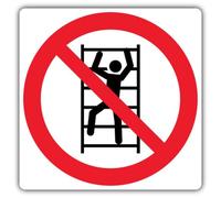 V Safety Do Not Climb On Racking Sign - 200 x 200 mm - 2mm Rigid Plastic - Prohibition Signage - Made in Britain