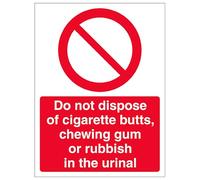 V Safety Do Not Dispose Of Rubbish In Urinal 150 x 200 mm - Glow In The Dark 1mm Rigid Plastic Safety Sign