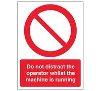 V Safety Do Not Distract The Operator While - Portrait 150 x 200 mm - Glow In The Dark 1mm Rigid Plastic Safety Sign