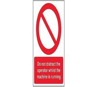V Safety Do Not Distract The Operator While The Machine Is Moving Sign - 150mm x 200mm - Self Adhesive Vinyl
