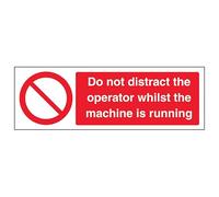 V Safety Do not distract the operator whilst the machine is running - Landscape 300 x 100 mm - 2mm Super-Tough Rigid Plastic Safety Sign