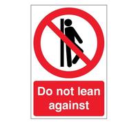 V Safety Do Not Lean Against Sign - 150 x 200 mm - Made From Aluminium Effect Self Adhesive Vinyl - Prohibition Signage - Made in Britain