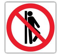 V Safety Do Not Lean Sign - 200 x 200 mm - 1mm Rigid Plastic - Prohibition Signage - Made in Britain