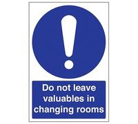 V Safety Do Not Leave Valuables In Changing Rooms 200 x 300mm - 1mm Rigid Plastic Safety Sign