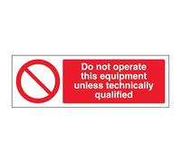 V Safety Do Not Operate This Equipment Unless - Landscape 300 x 100 mm - Self Adhesive Vinyl - Aluminium Effect Safety Sign