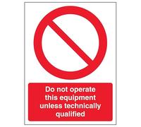 V Safety Do Not Operate This Equipment Unless - Portrait 150 x 200 mm - Glow In The Dark Self Adhesive Vinyl Safety Sign