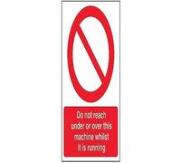 V Safety Do Not Reach Under Or Over This Machine When It Is Operating Sign - 150mm x 200mm - Self Adhesive Vinyl