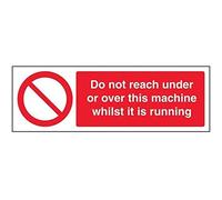 V Safety Do Not Reach Under Or Over This Machine When It Is Operating Sign - 300mm x 100mm - Self Adhesive Vinyl
