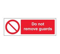 V Safety Do Not Remove Guards - Landscape 300 x 100 mm - 2mm Super-Tough Rigid Plastic Safety Sign