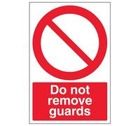 V Safety Do Not Remove Guards - Portrait 150 x 200mm - 2mm Rigid Plastic Safety Sign