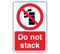 V Safety Do Not Stack Sign - 150 x 200 mm - Super Tough 2mm Rigid Plastic - Prohibition Signage - Made in Britain