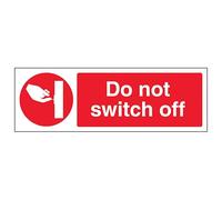 V Safety Do Not Switch Off - Landscape 300 x 100 mm - Glow In The Dark 1mm Rigid Plastic Safety Sign