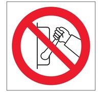 V Safety Do Not Switch Off Prohibition Sign - 100mm x 100mm - Self Adhesive Vinyl