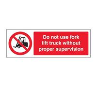 V Safety Do Not Use Forklift Without Supervision 300 x 100 mm - Glow In The Dark Self Adhesive Vinyl Safety Sign