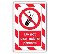 V Safety Do Not Use Mobile Phones - ExtraViz 250 x 350 mm - Glow In The Dark Self Adhesive Vinyl Safety Sign