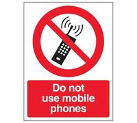 V Safety Do Not Use Mobile Phones - Window Sticker 150 x 200 mm - Face Adhesive Window Sticker Safety Sign