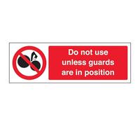 V Safety Do Not Use Unless Guards Are In Position - Landscape 300 x 100 mm - Glow In The Dark 1mm Rigid Plastic Safety Sign