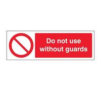 V Safety Do Not Use Without Guards - Landscape 300 x 100 mm - Glow In The Dark Self Adhesive Vinyl Safety Sign