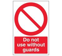 V Safety Do Not Use Without Guards - Portrait 200 x 300mm - 2mm Rigid Plastic Safety Sign