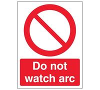 V Safety Do Not Watch Arc - Portrait 150 x 200 mm - Glow In The Dark 1mm Rigid Plastic Safety Sign