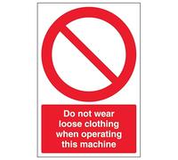 V Safety Do Not Wear Loose Clothing When Operating - Portrait 200 x 300 mm - Self Adhesive Vinyl - Aluminium Effect Safety Sign