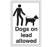 V Safety Dogs On Lead Allowed 200 x 300 mm - 2mm Super-Tough Rigid Plastic Safety Sign