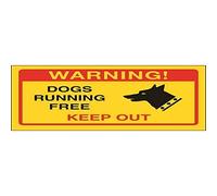 V Safety Dogs Running Free, Keep Out Sign - 200mm x 150mm - Self Adhesive Vinyl