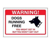 V Safety Dogs Running Free, You Might Get In… Sign - 200mm x 150mm - 1mm Rigid Plastic