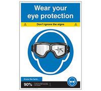 V Safety Don't Ignore Posters - Wear Your Eye Protection A2 Poster - 420 x 594mm - Premium
