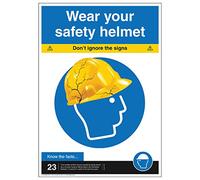 V Safety Don't Ignore Posters - Wear Your Safety Helmet A2 Poster - 420 x 594mm - Standard