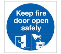 V Safety Dorgard Keep Fire Door Open Safely 100 x 100 mm - 1mm Rigid Plastic Safety Sign