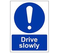 V Safety Drive Slowly - Portrait 150 x 200 mm - 3mm Brushed Aluminium Composite Safety Sign