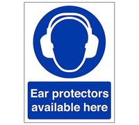 V Safety Ear Protection Available Here - Portrait 150 x 200mm - 2mm Rigid Plastic Safety Sign