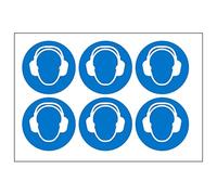 V Safety Ear Protection Vinyl Labels On A Sheet 100 mm Dia - Self Adhesive Vinyl - Sheet of 6 Safety Sign