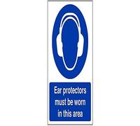 V Safety Ear Protectors Must Be Worn In This Area PPE Sign - 150mm x 200mm - Self Adhesive Vinyl