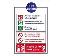 V Safety Eco Friendly Fire Action - General Fire Action Break Glass - 200 X 300mm