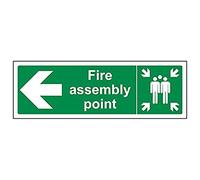 V Safety Eco Friendly Fire Assembly Point - Fire Assembly Point Arrow Left - 600 X 200mm